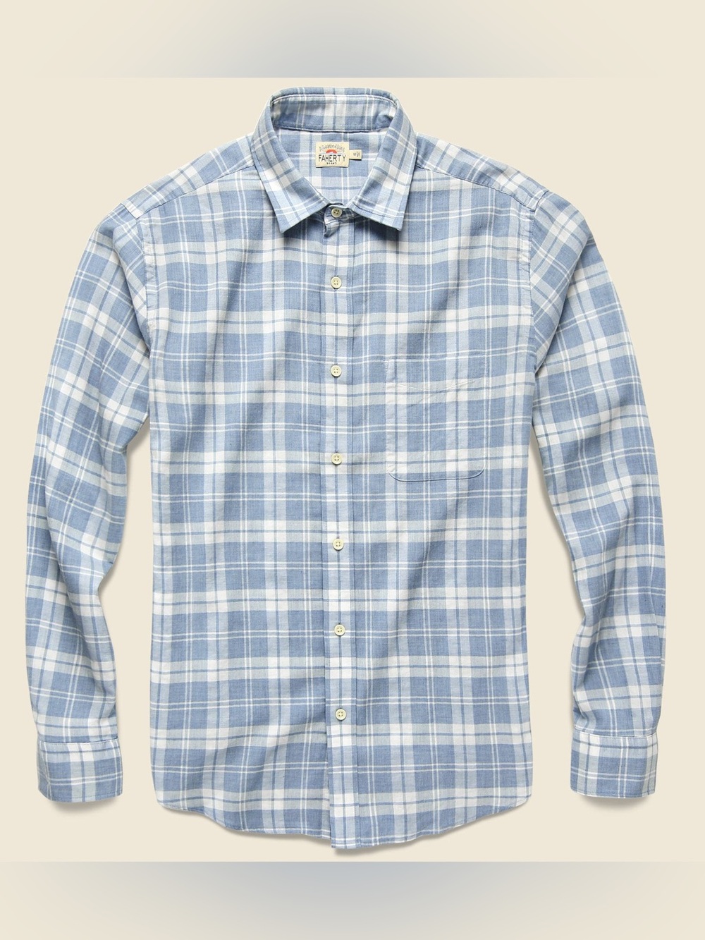 Faherty Plaid Button Up Shirt Ventura Steel Heather Long Sleeve Mens Medium Blue - Picture 11 of 11
